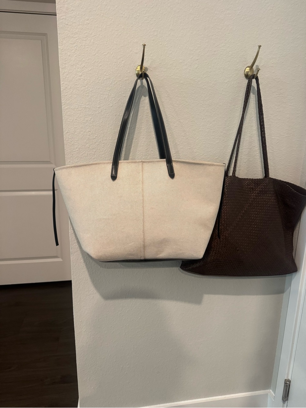 Coach Cream Canvas Tote with Black Handles